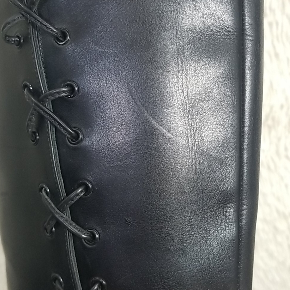 Manolos Blahnik leather knee high boots lace up - Picture 8 of 10